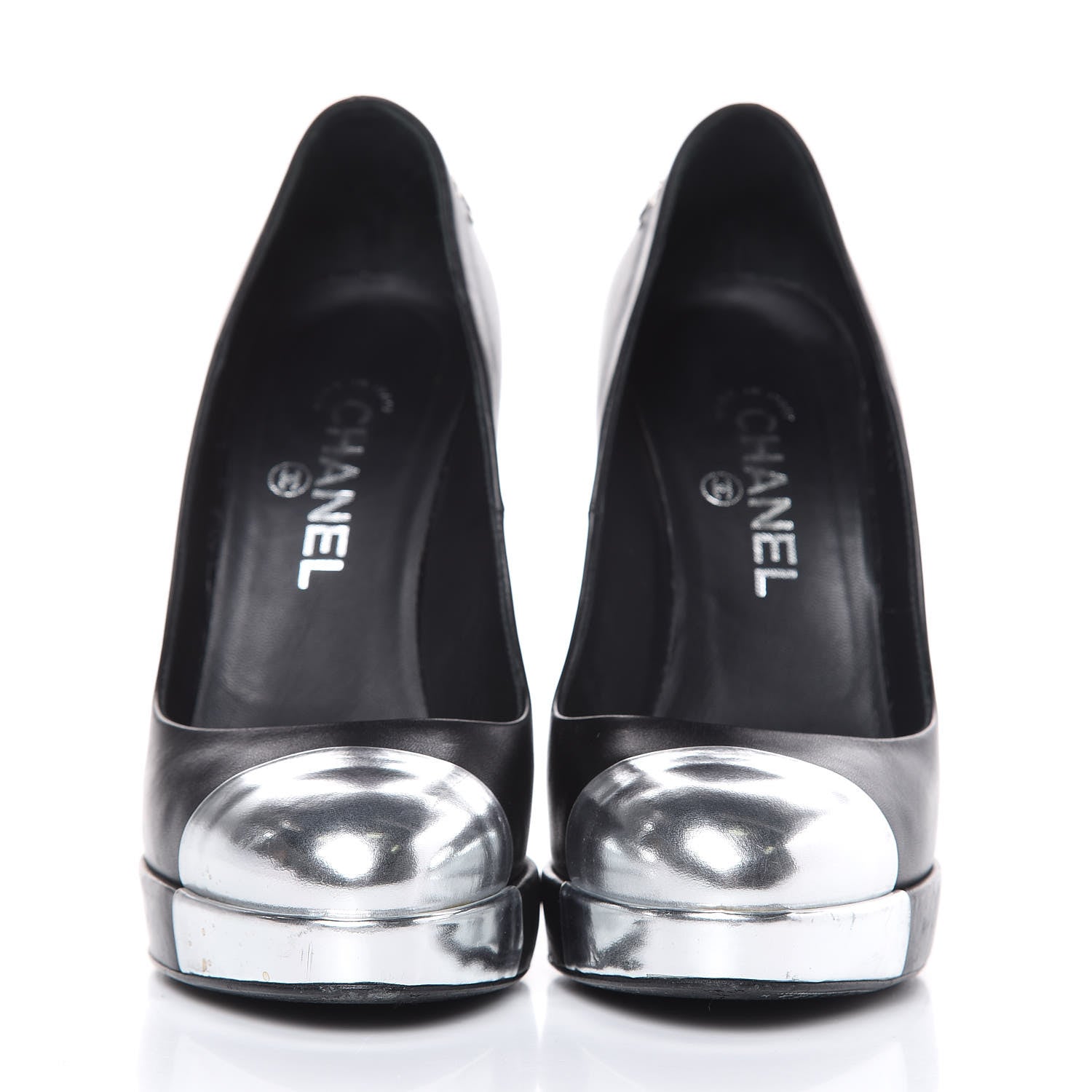 Chanel Lambskin Metallic Cap Toe CC Pumps 39 Black 2 of 10