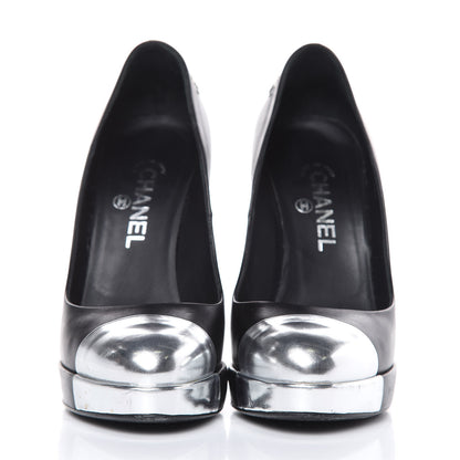 Chanel Lambskin Metallic Cap Toe CC Pumps 39 Black 2 of 10