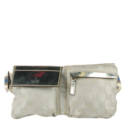 Gucci GG Monogram Web Double Pocket Belt Bag Silver 1 of 7