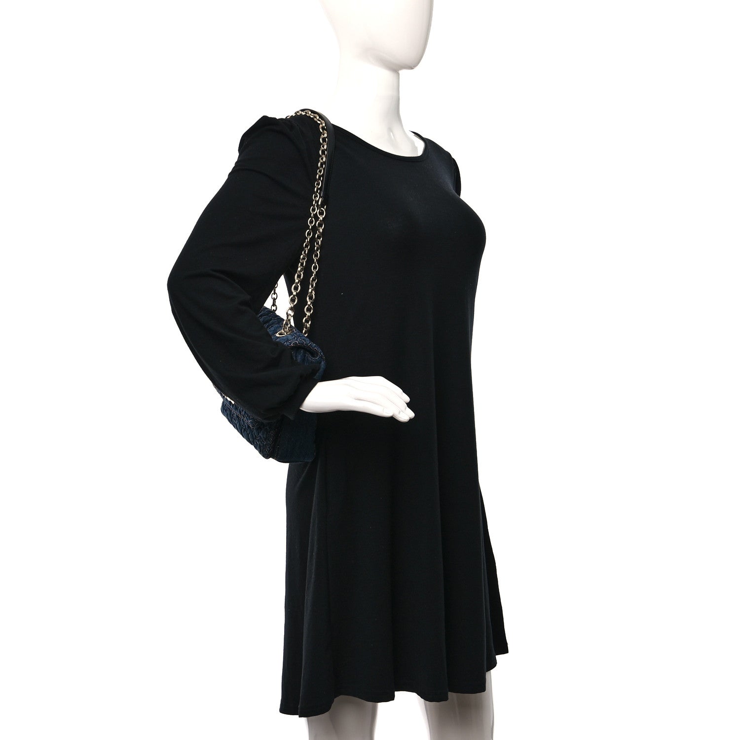 Salvatore Ferragamo Denim Quilted Gancini Flap Bag Blue 2 of 9