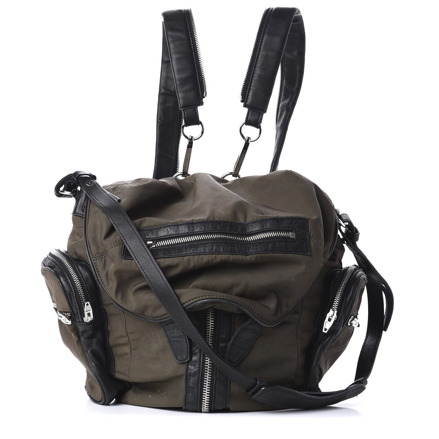 Alexander Wang Lambskin Nylon Marti Backpack Military Green Nickel Hardware 1 of 10