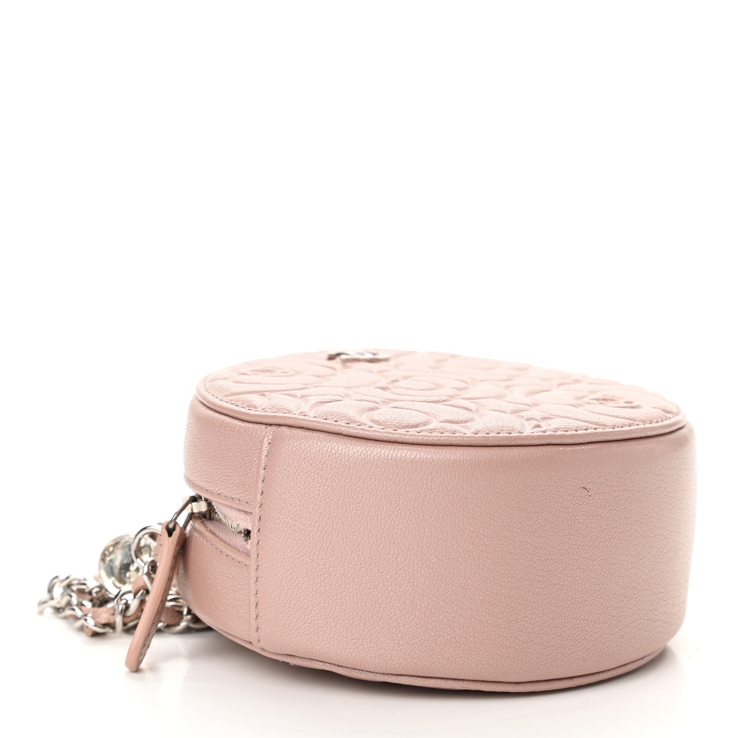 Chanel Goatskin Camellia Quilted Round Clutch With Chain Light Pink 4 of 11