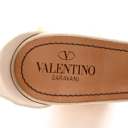 Valentino Garavani Grained Calfskin Roman Stud Ankle Strap 75mm Sandals 39.5 Light Ivory 7 of 9