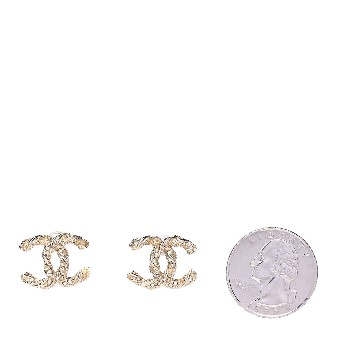 Crystal Twisted CC Earrings Gold