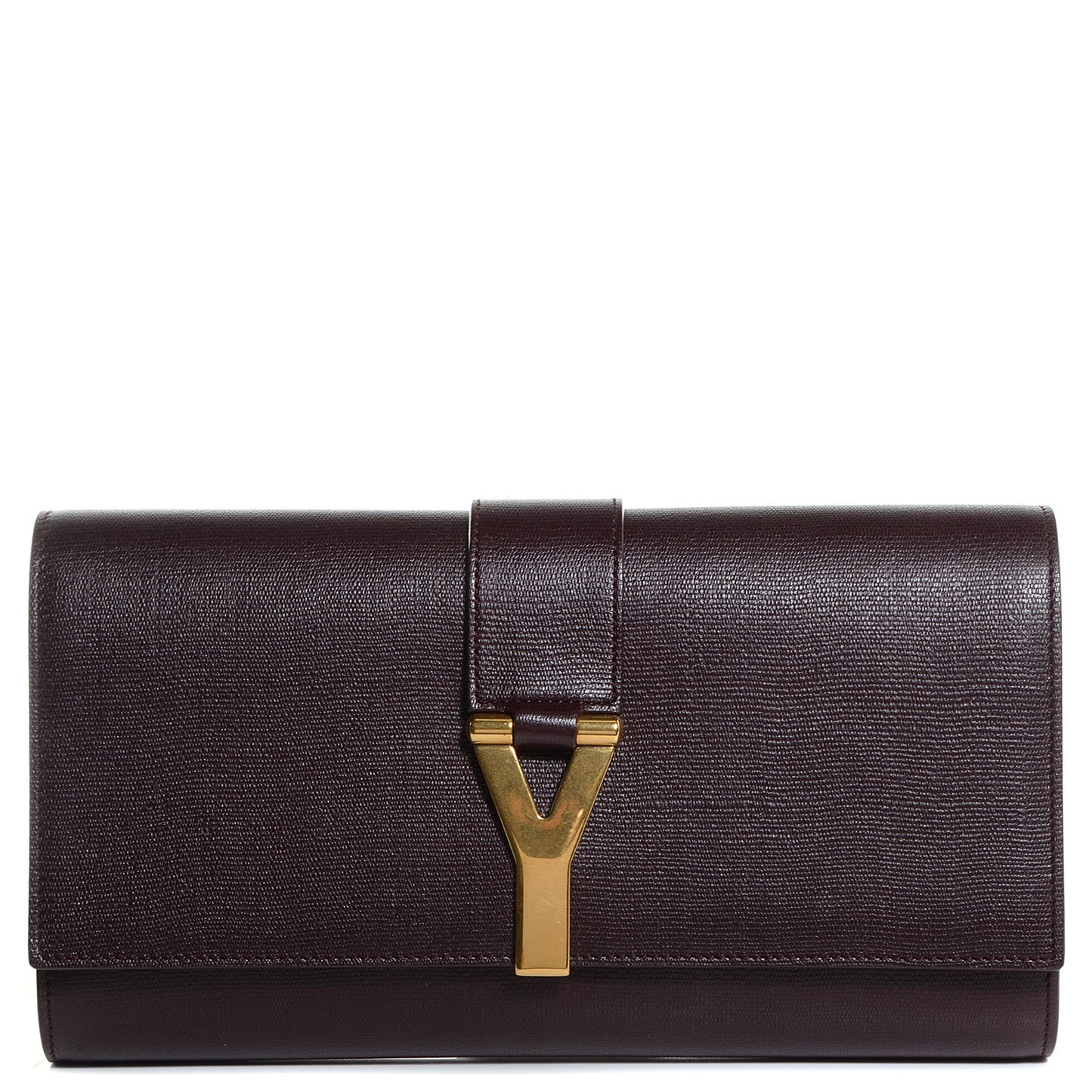 Textured Leather ChYc Clutch Burgundy