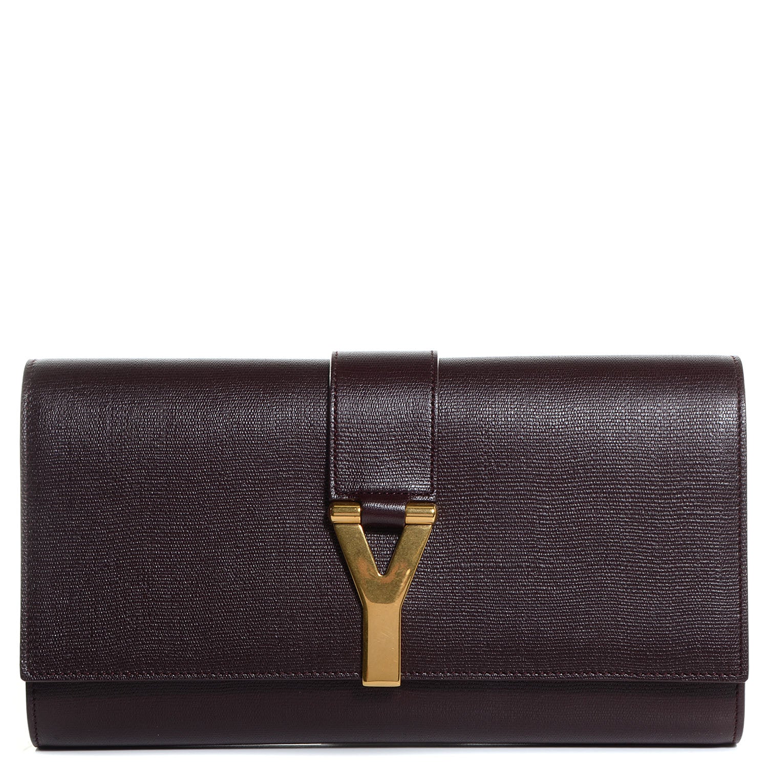 Saint Laurent Textured Leather ChYc Clutch Burgundy 1 of 7