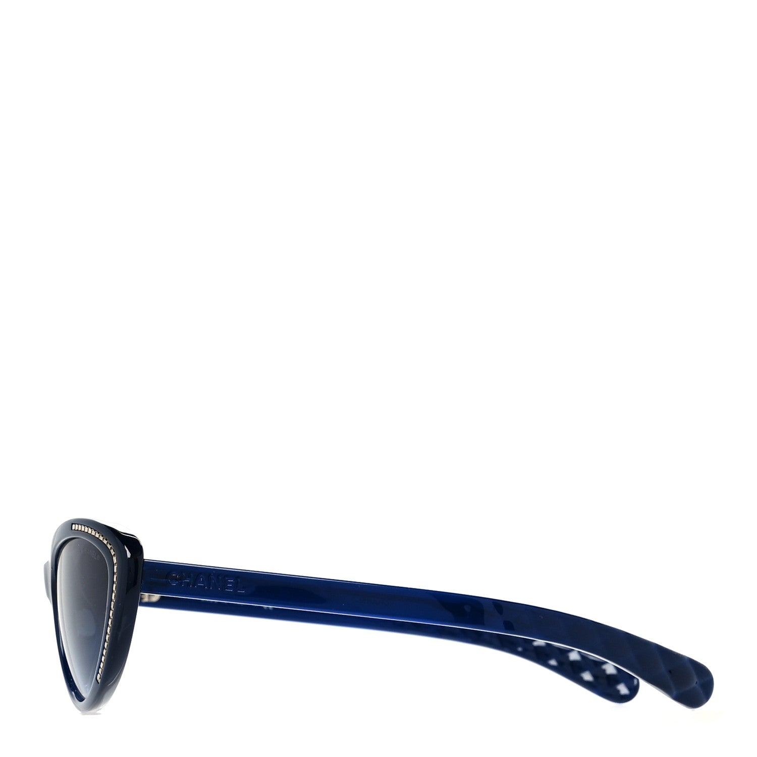 Chanel Acetate Crystal Quilted Cat Eye Sunglasses 6039 Blue 3 of 8