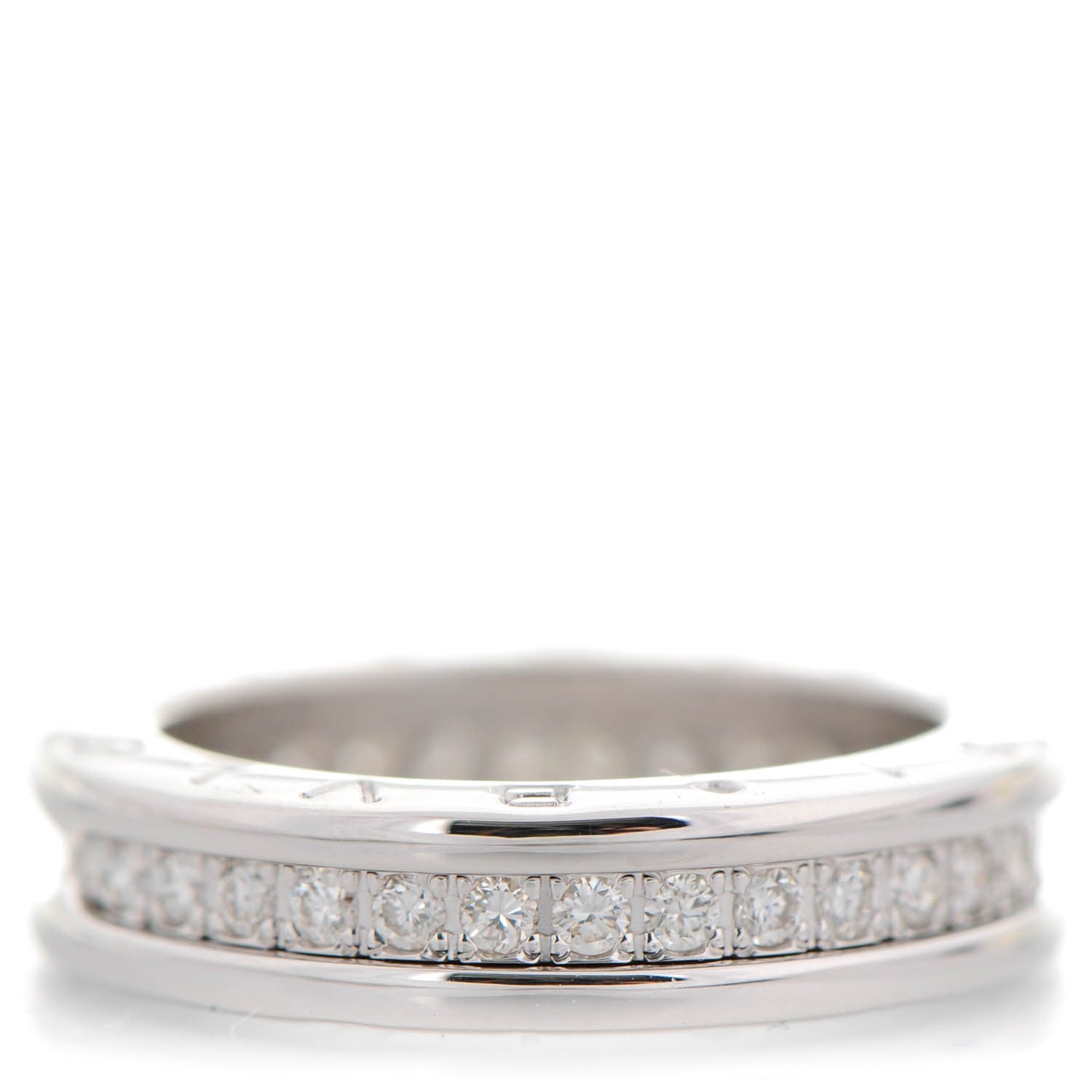 Bulgari 18K White Gold Diamond B.Zero1 Pave Ring 50 5.25 1 of 7