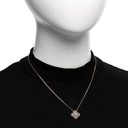 Van Cleef & Arpels 18K Rose Gold Diamond Bulls Eye Vintage Alhambra Pendant Necklace 2 of 5
