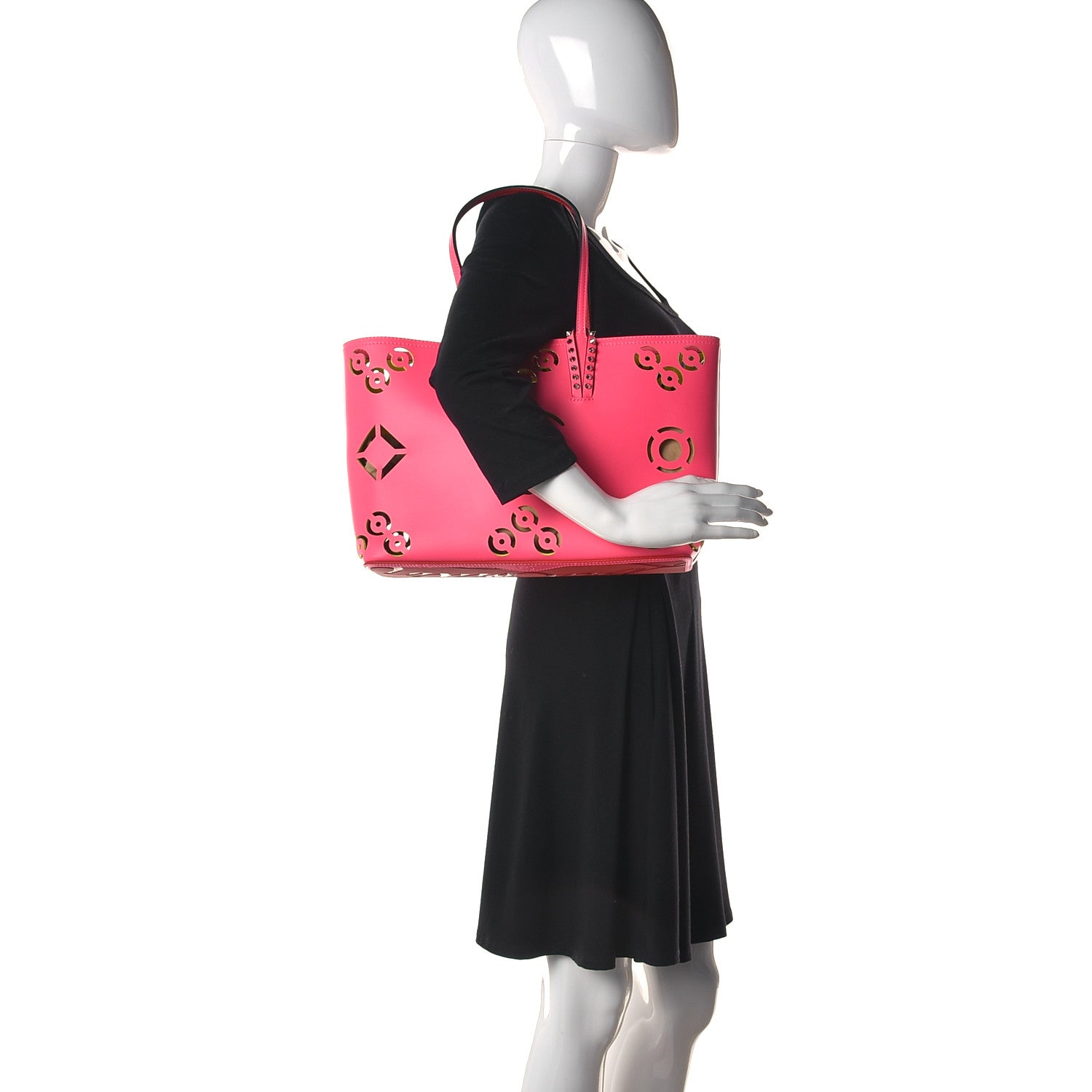 Christian Louboutin Calfskin Loubinthesky Perforated Cabata Tote Fiesta 2 of 12