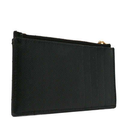 Saint Laurent Grain De Poudre Matelasse Chevron Monogram Fragments Zippered Card Case Black 3 of 6