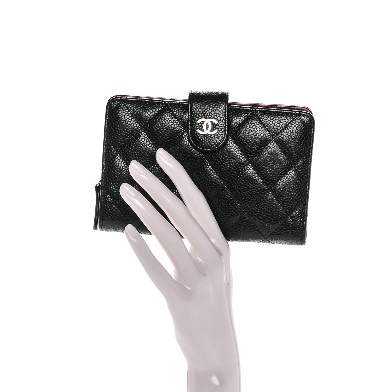 Chanel Caviar Quilted Zipped Pocket Wallet Black 2 of 7