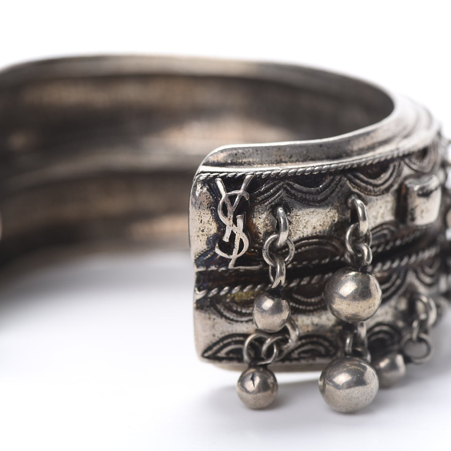 Brass Marrakech Bell Cuff Bracelet Argent Oxyde