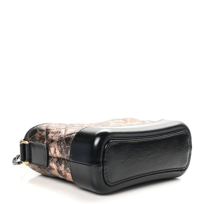 Chanel Metallic Crumpled Goatskin Quilted Small Gabrielle Hobo Black Rose Gold 4 of 11
