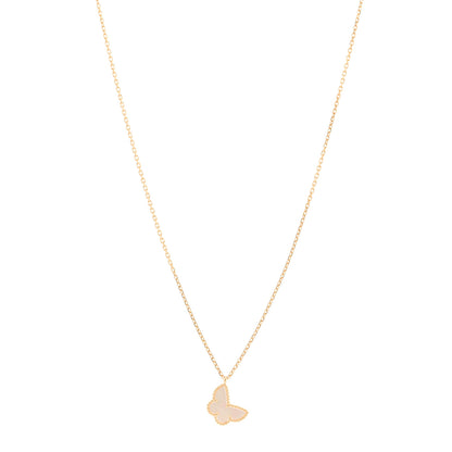 Van Cleef & Arpels 18K Yellow Gold Mother of Pearl Sweet Alhambra Butterfly Pendant Necklace 1 of 5