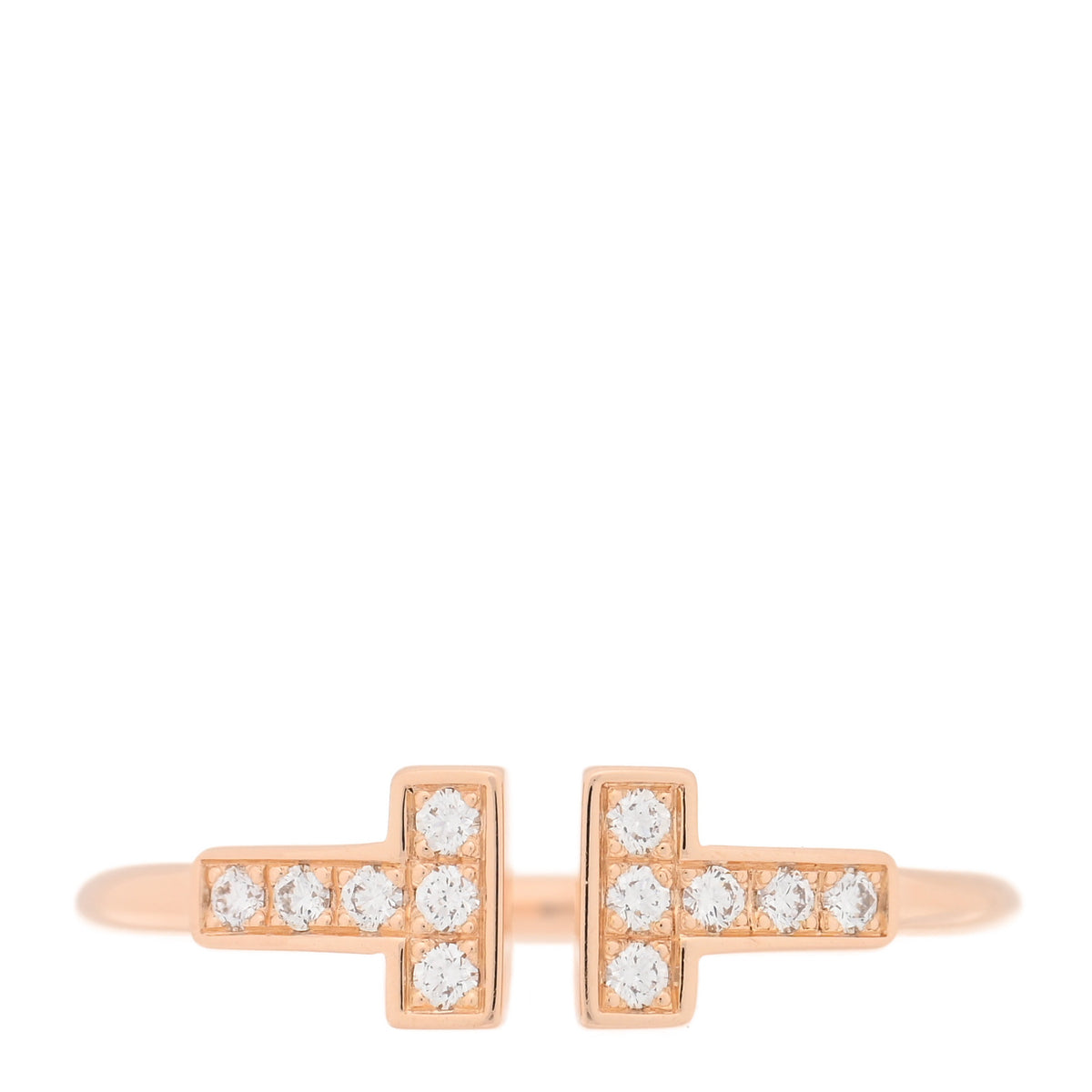 Tiffany 18K Rose Gold Diamond T Wire Ring 56 7.75 1 of 4