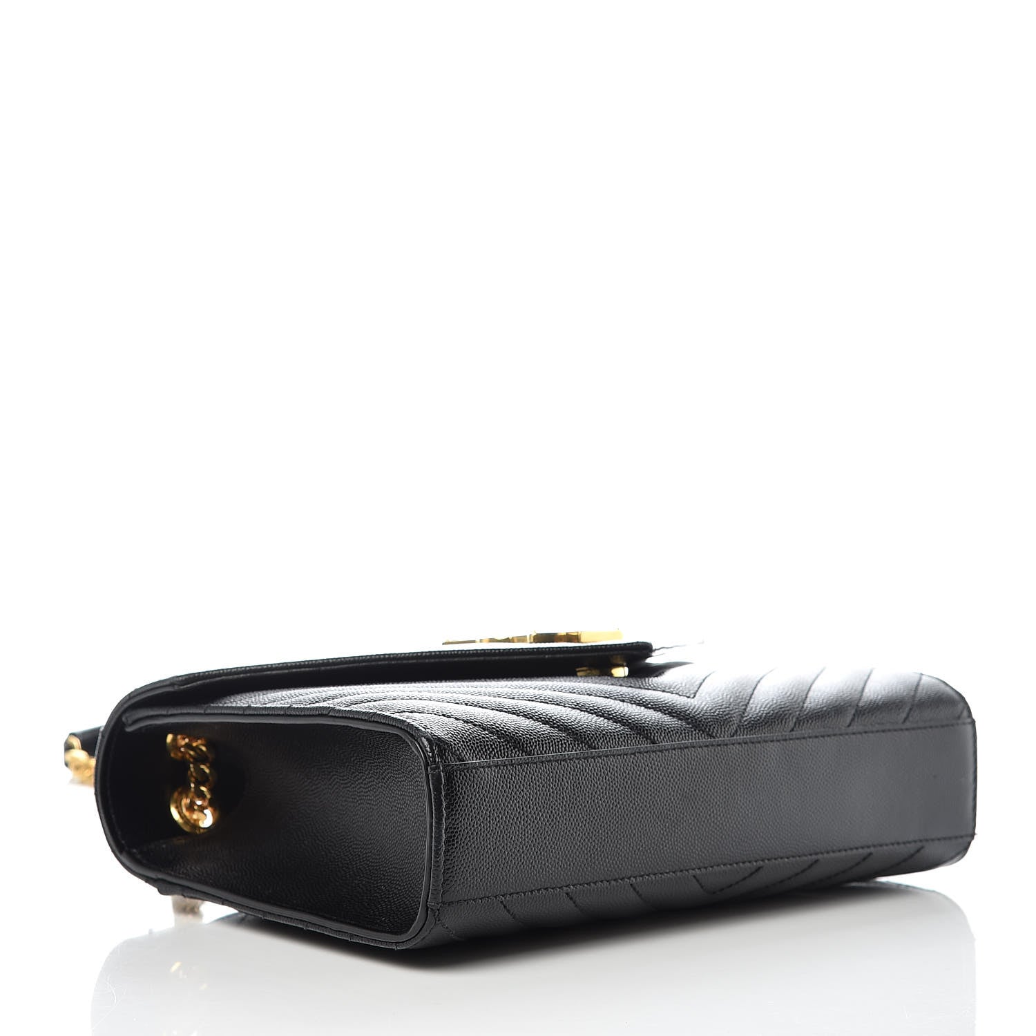 Saint Laurent Grain De Poudre Matelasse Chevron Medium Monogram Satchel Black 4 of 8