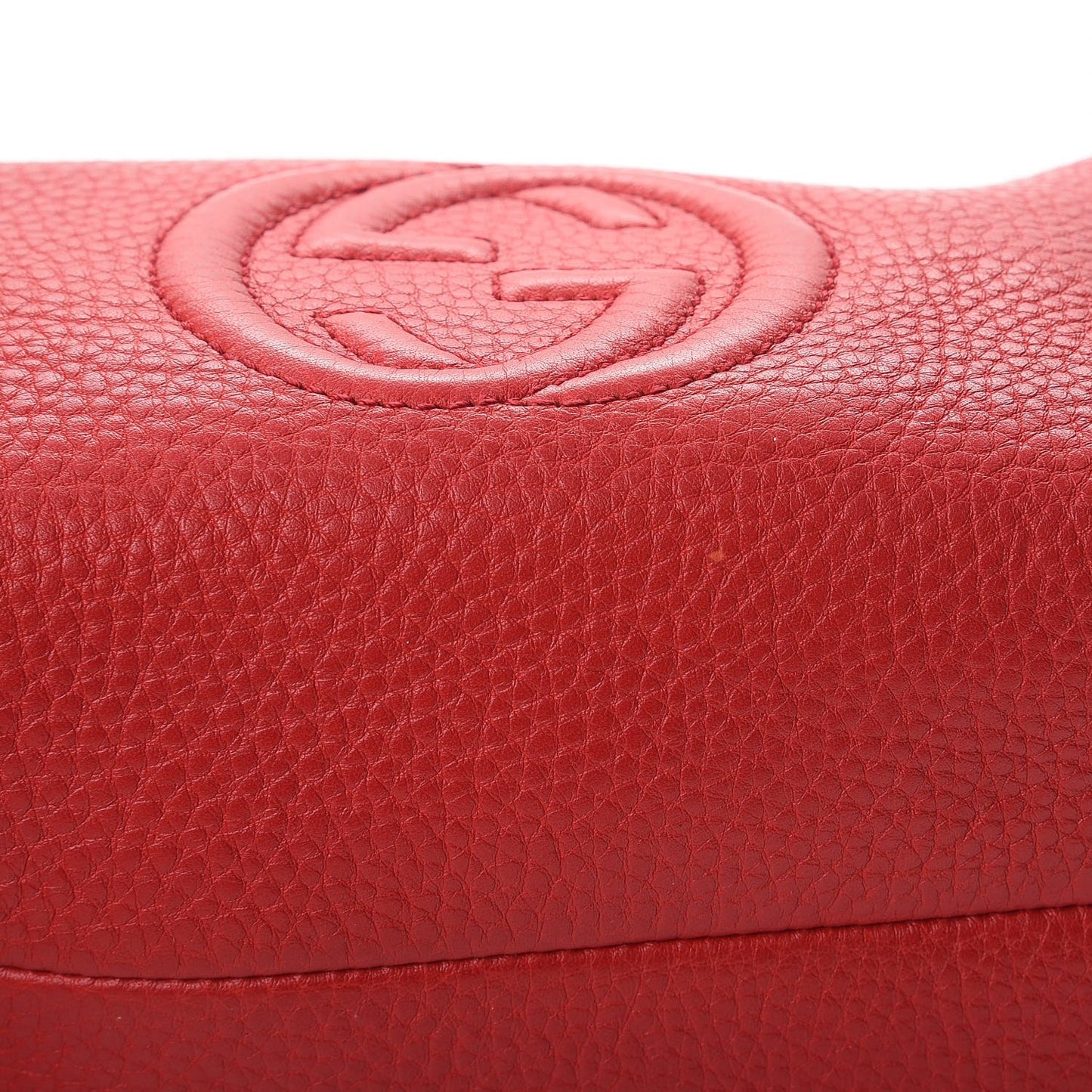 Pebbled Calfskin Medium Soho Cosmetic Case Red