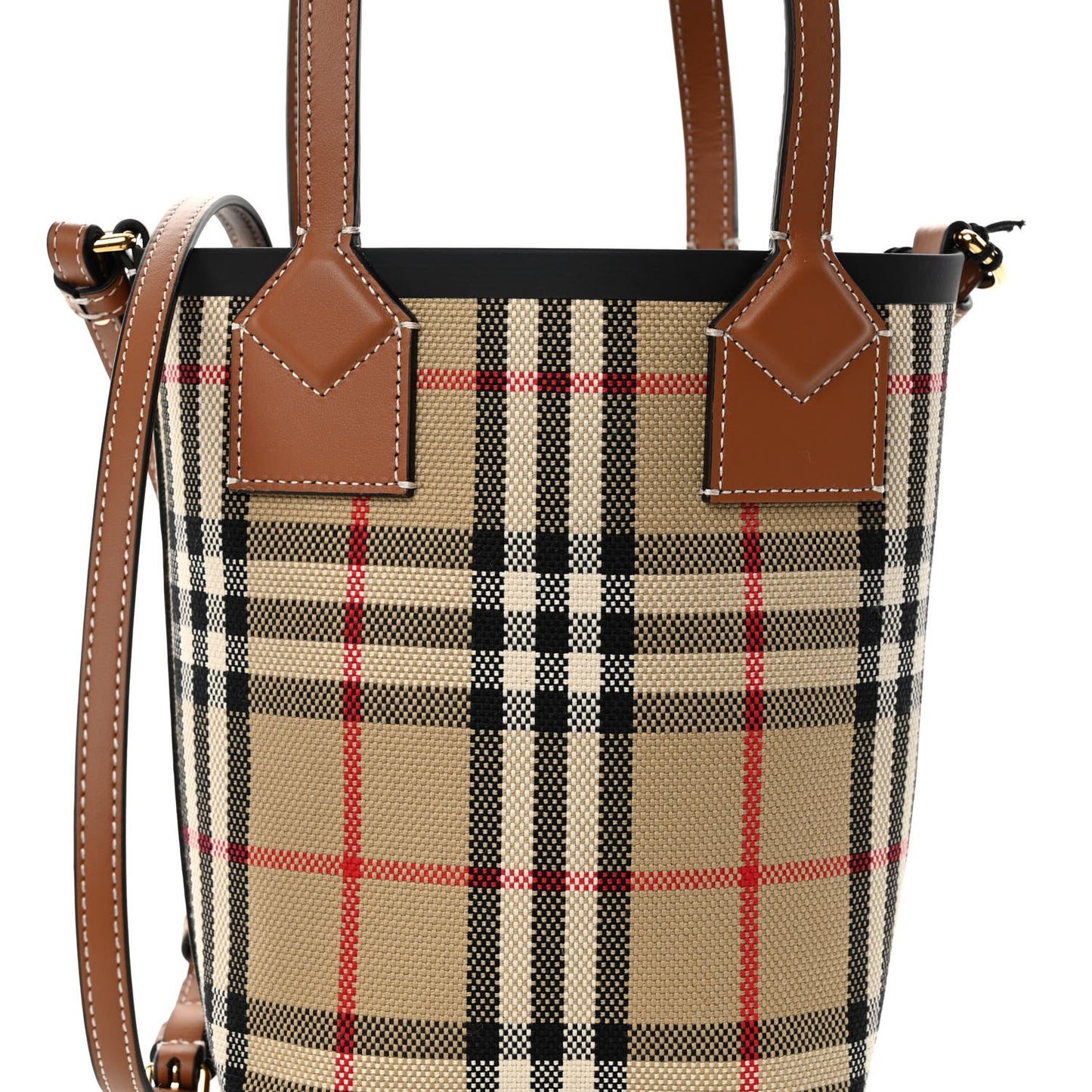 Cotton Calfskin Vintage Check Mini London Tote Bag Archive Beige