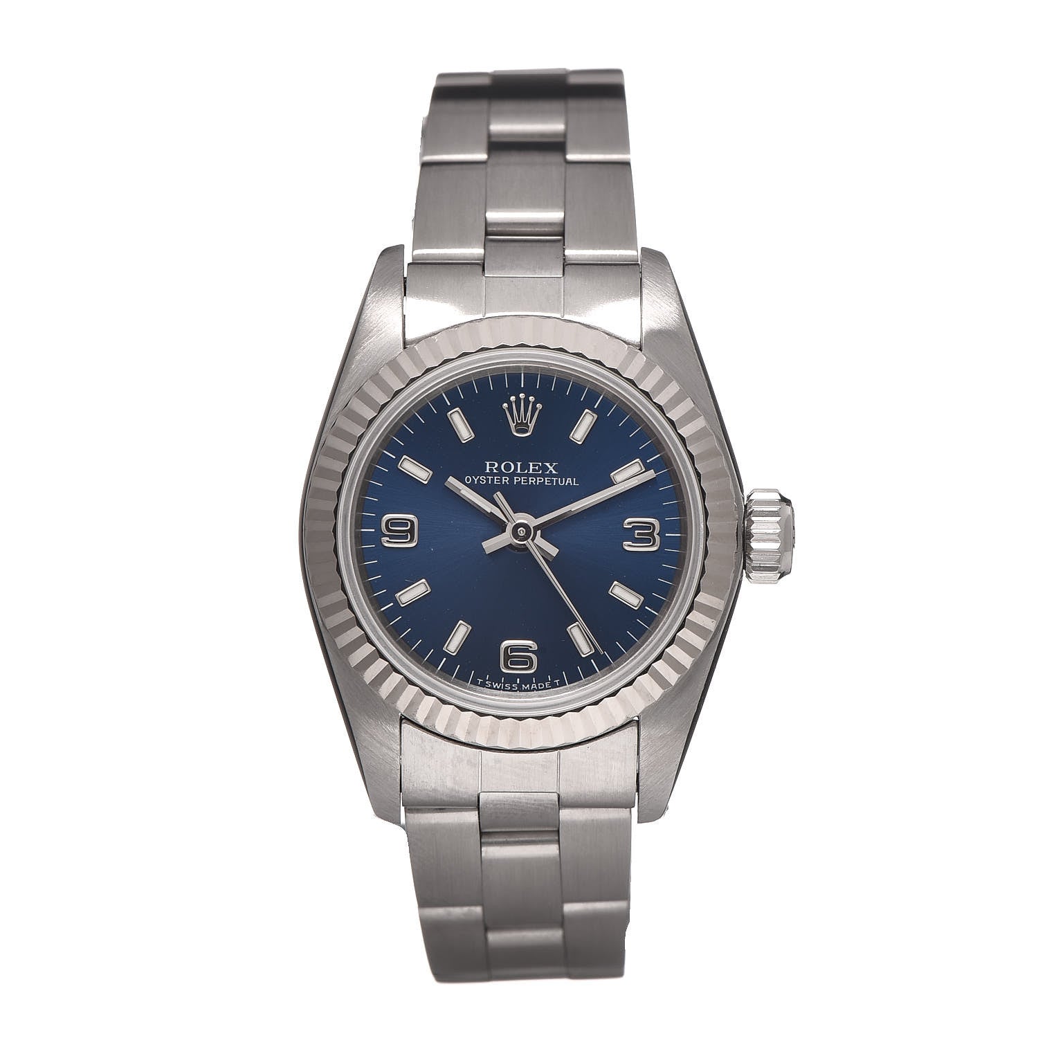Rolex Stainless Steel 25mm Oyster Perpetual Watch Blue 67194 1 of 7