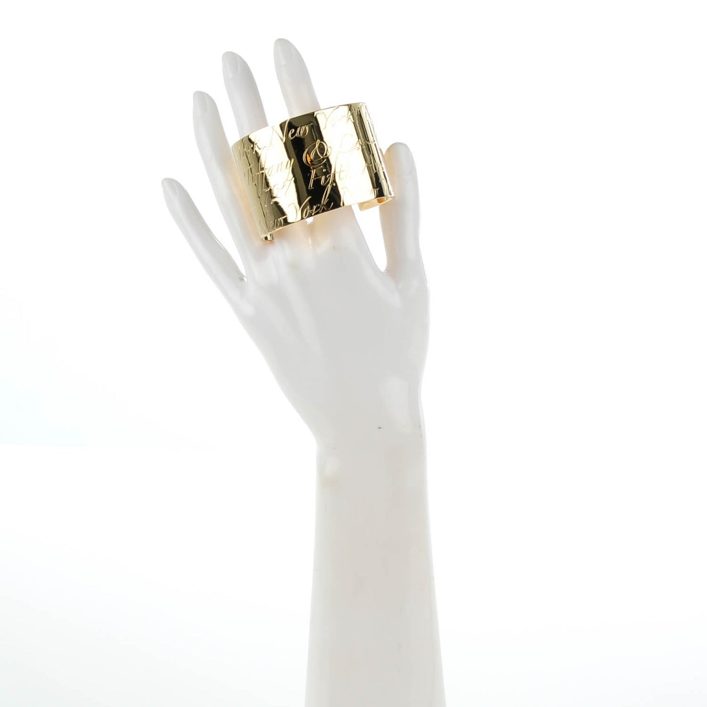 18K Yellow Gold Wide Notes Cuff