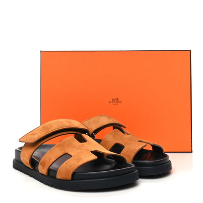 Hermes Suede Goatskin Womens Chypre Sandals 36 Naturel 9 of 9