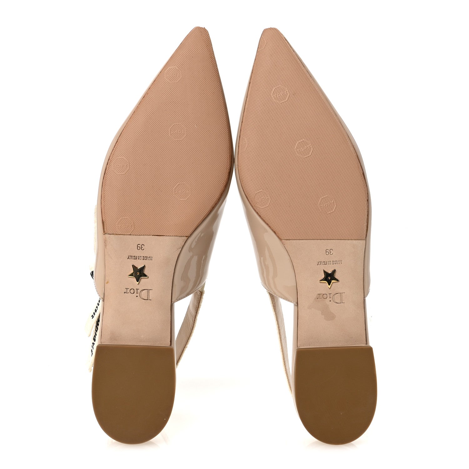 Christian Dior Patent Ribbon J'Adior Slingback Ballet Flats 39 Nude 6 of 10