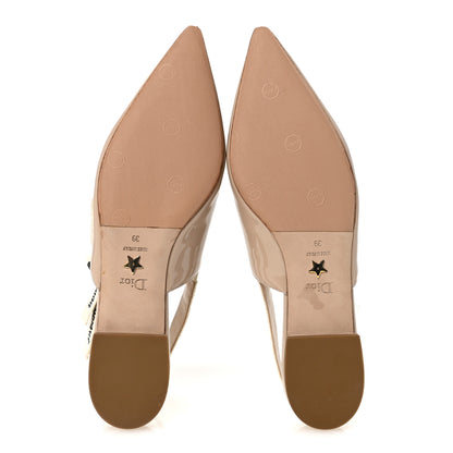 Christian Dior Patent Ribbon J'Adior Slingback Ballet Flats 39 Nude 6 of 10
