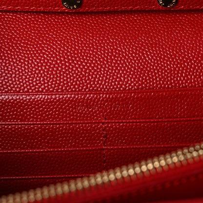 Saint Laurent Grain De Poudre Matelasse Chevron Monogram Chain Wallet Red 5 of 10