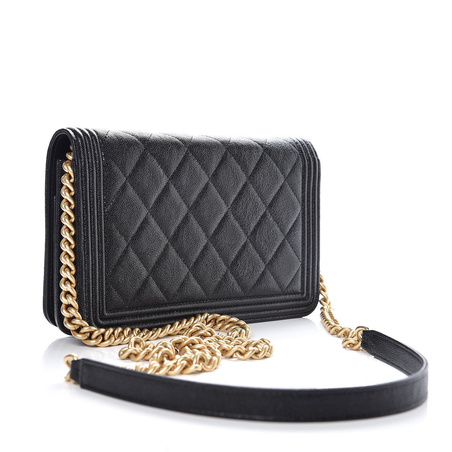 Caviar Quilted Boy Wallet On Chain WOC Black