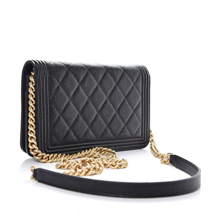 Chanel Caviar Quilted Boy Wallet On Chain WOC Black 3 of 11