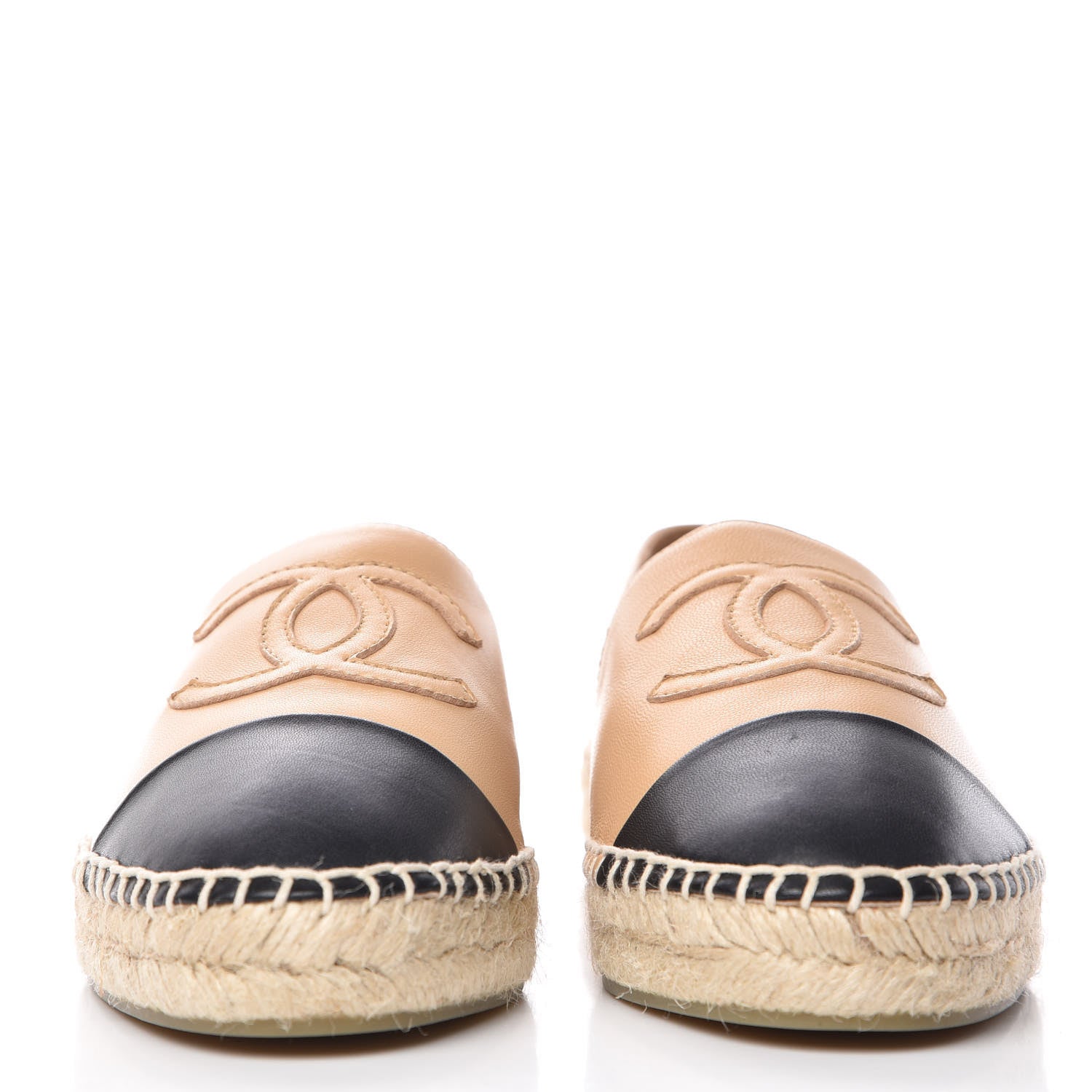Chanel Lambskin CC Espadrilles 39 Beige Black 2 of 10