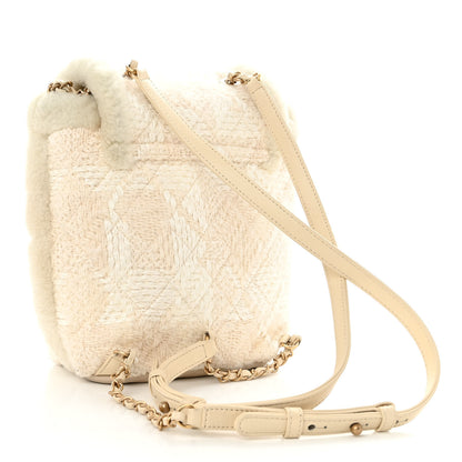 Chanel Tweed Shearling Quilted CC Backpack White 3 of 11