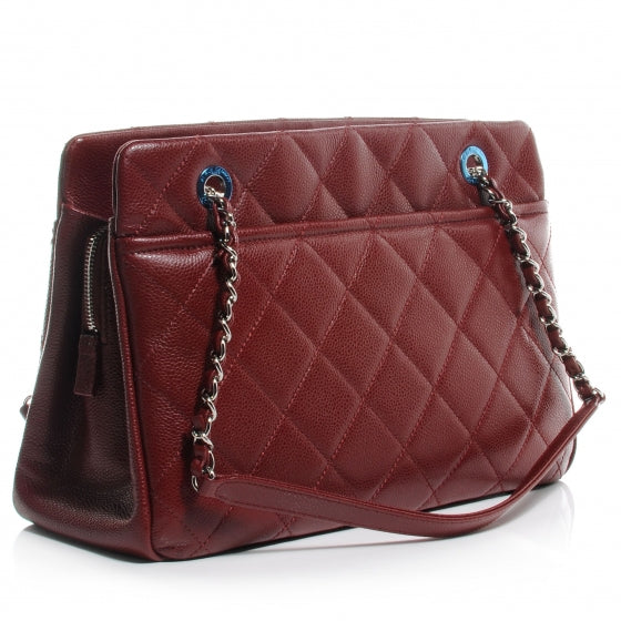 Soft Caviar Timeless Medium Shopping Tote Dark Red