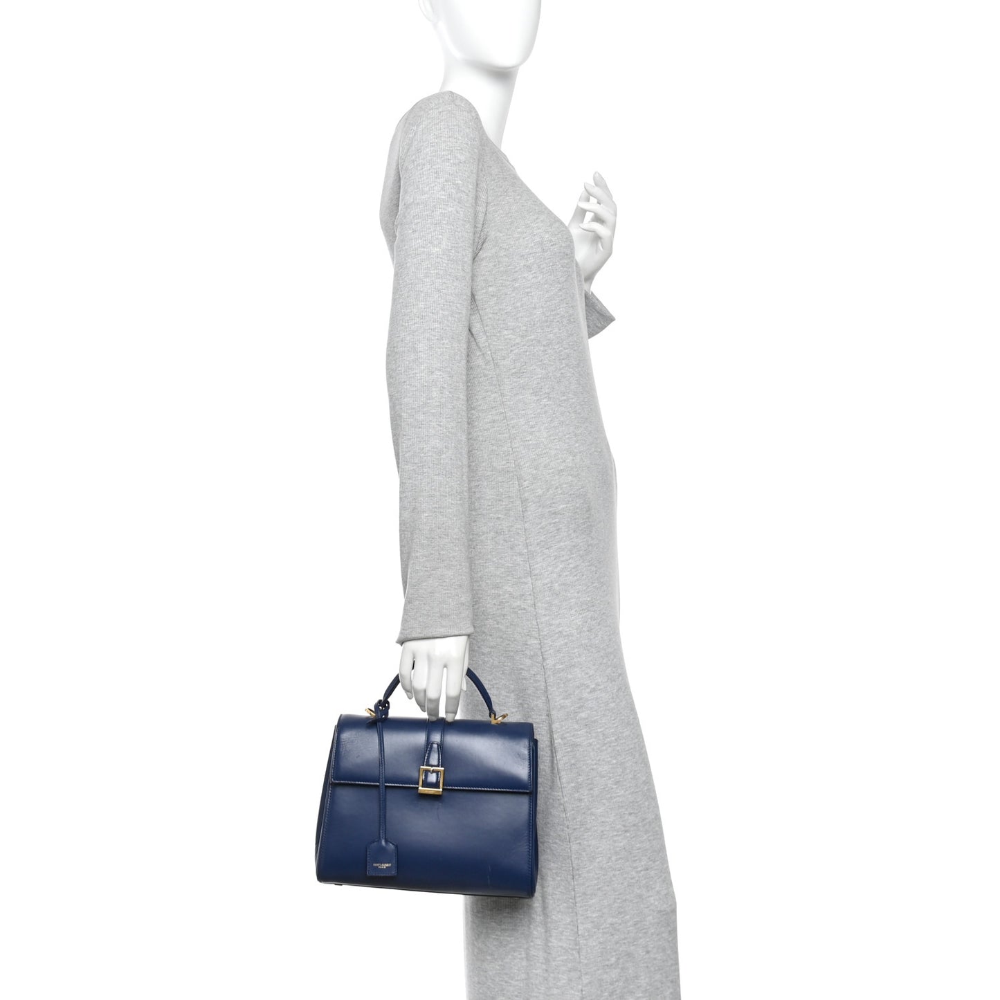 Calfskin Le Fermoir Top Handle Bag Blue