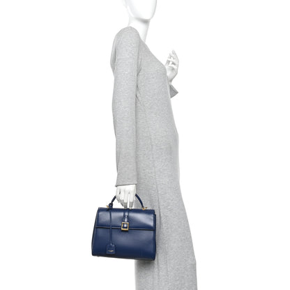 Saint Laurent Calfskin Le Fermoir Top Handle Bag Blue 2 of 9