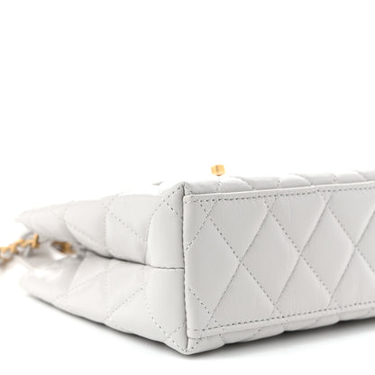Chanel Shiny Aged Calfskin Quilted Nano Kelly Shopper Light Grey 9 of 11