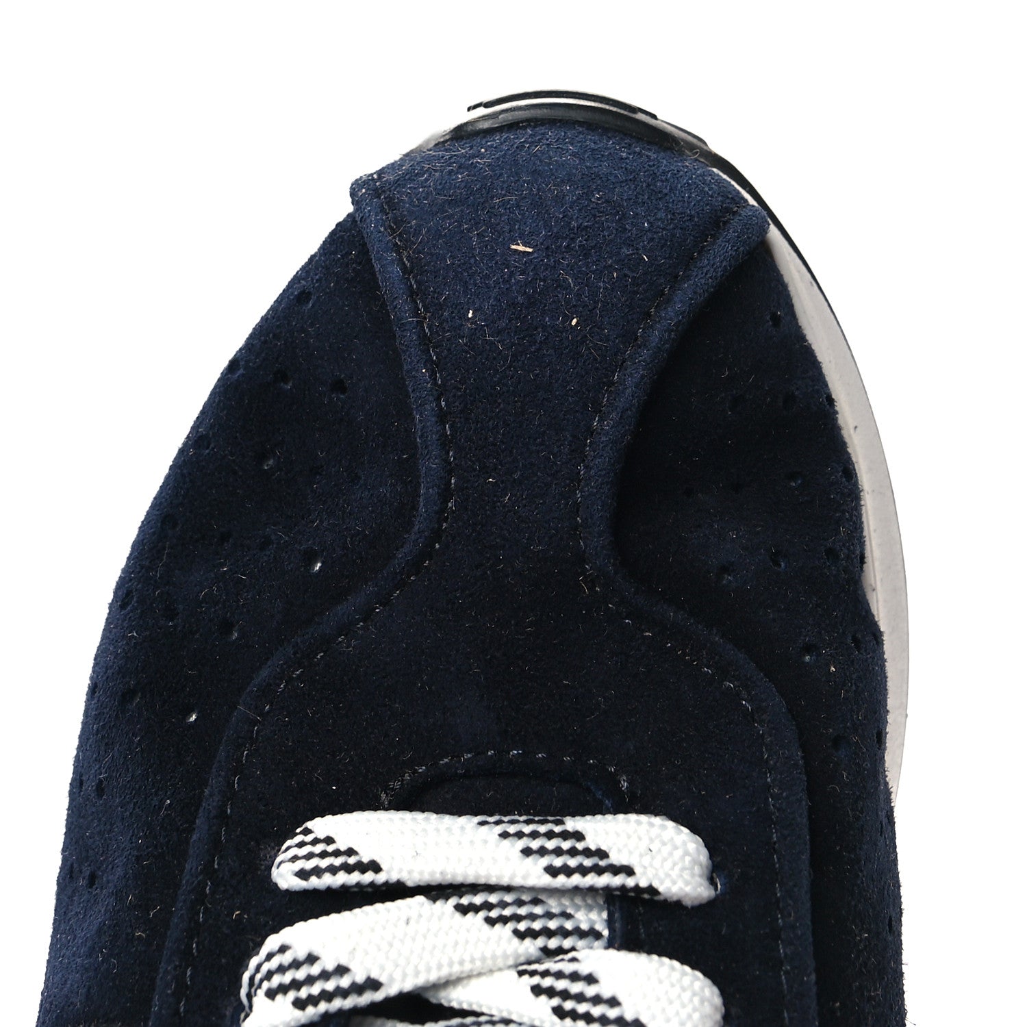 Chanel Fabric Suede Kidskin CC Sneakers 39.5 Navy White 8 of 9