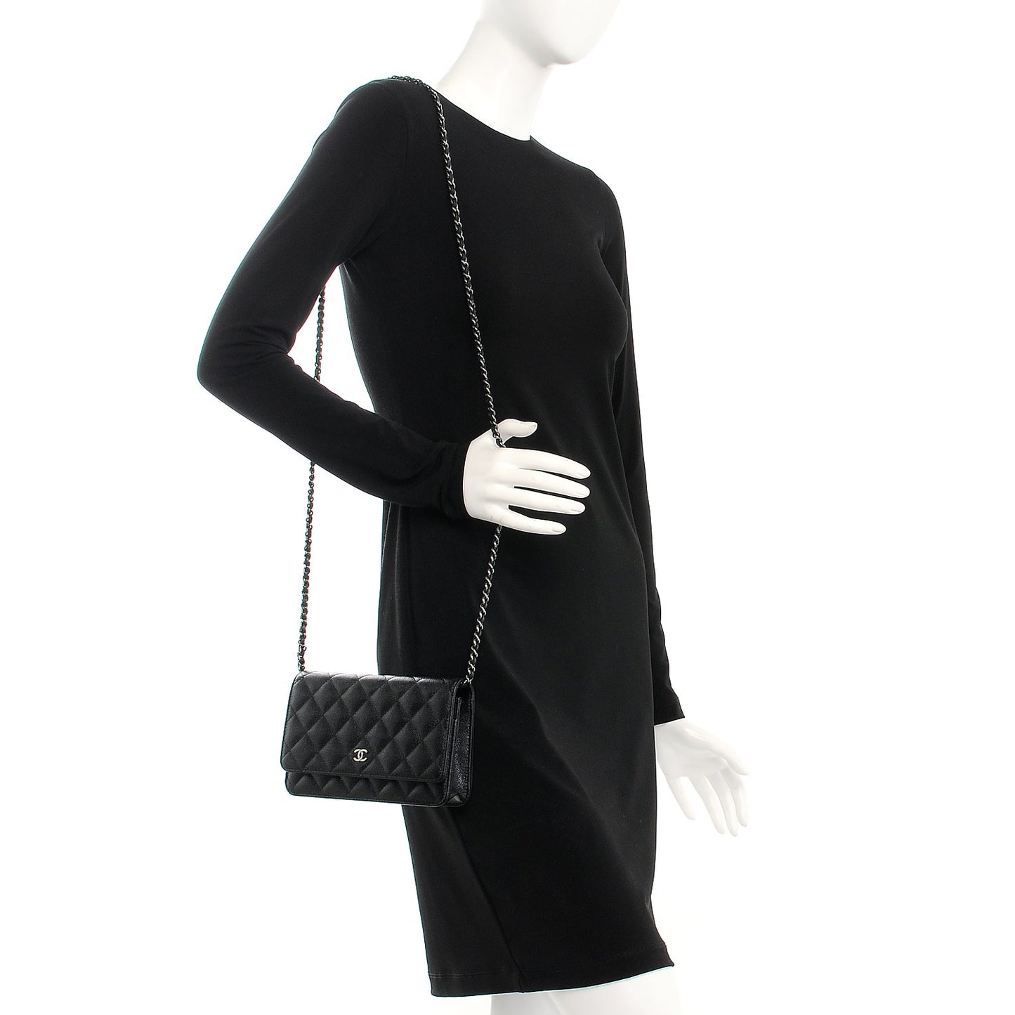 Caviar Quilted Wallet On Chain WOC Black
