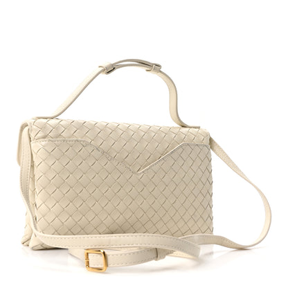 Bottega Veneta Nappa Intrecciato Knot Lock Top Handle Crossbody Bag Sea Salt 3 of 10