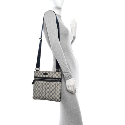 Gucci GG Supreme Monogram Flat Messenger Bag Black 2 of 12