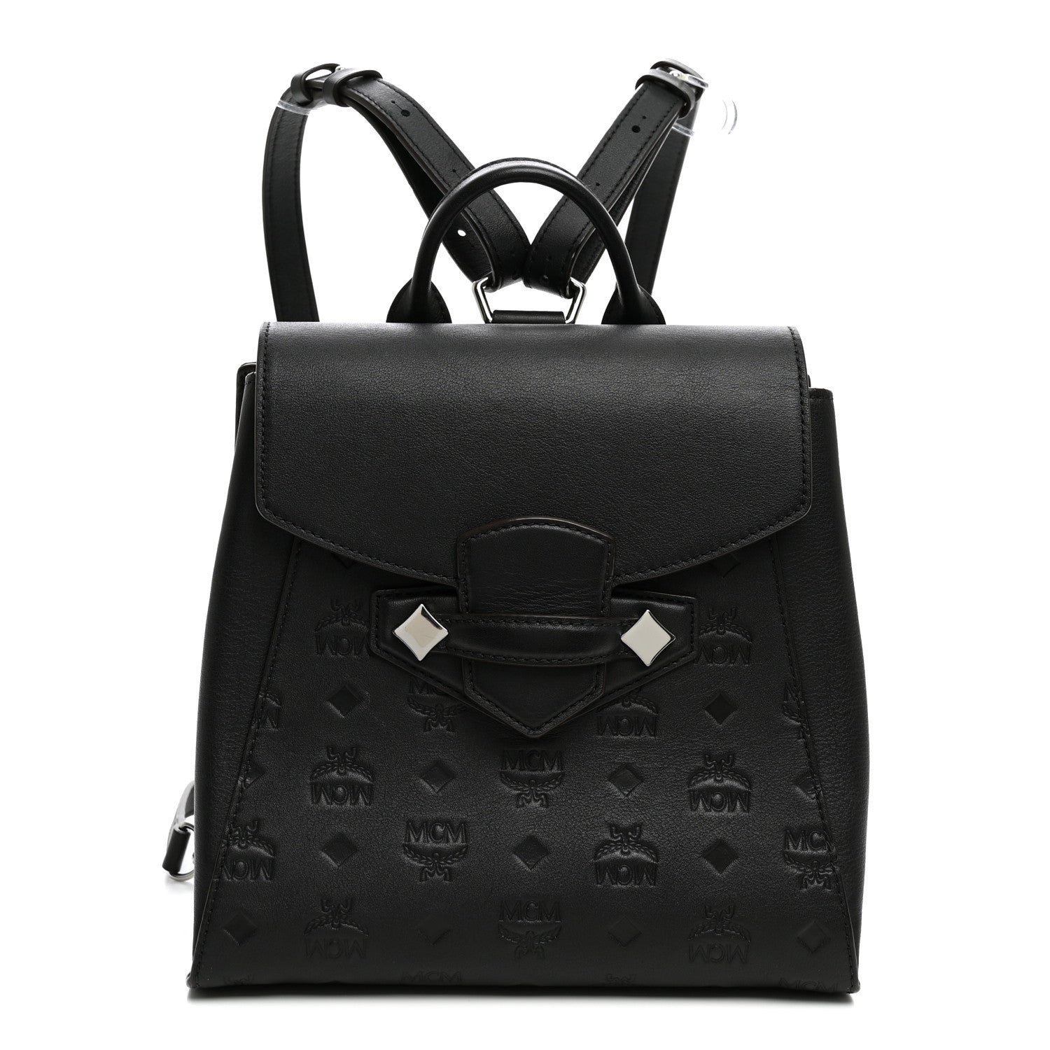 MCM Calfskin Ottomar Monogram Essential Small Backpack Black 1 of 11