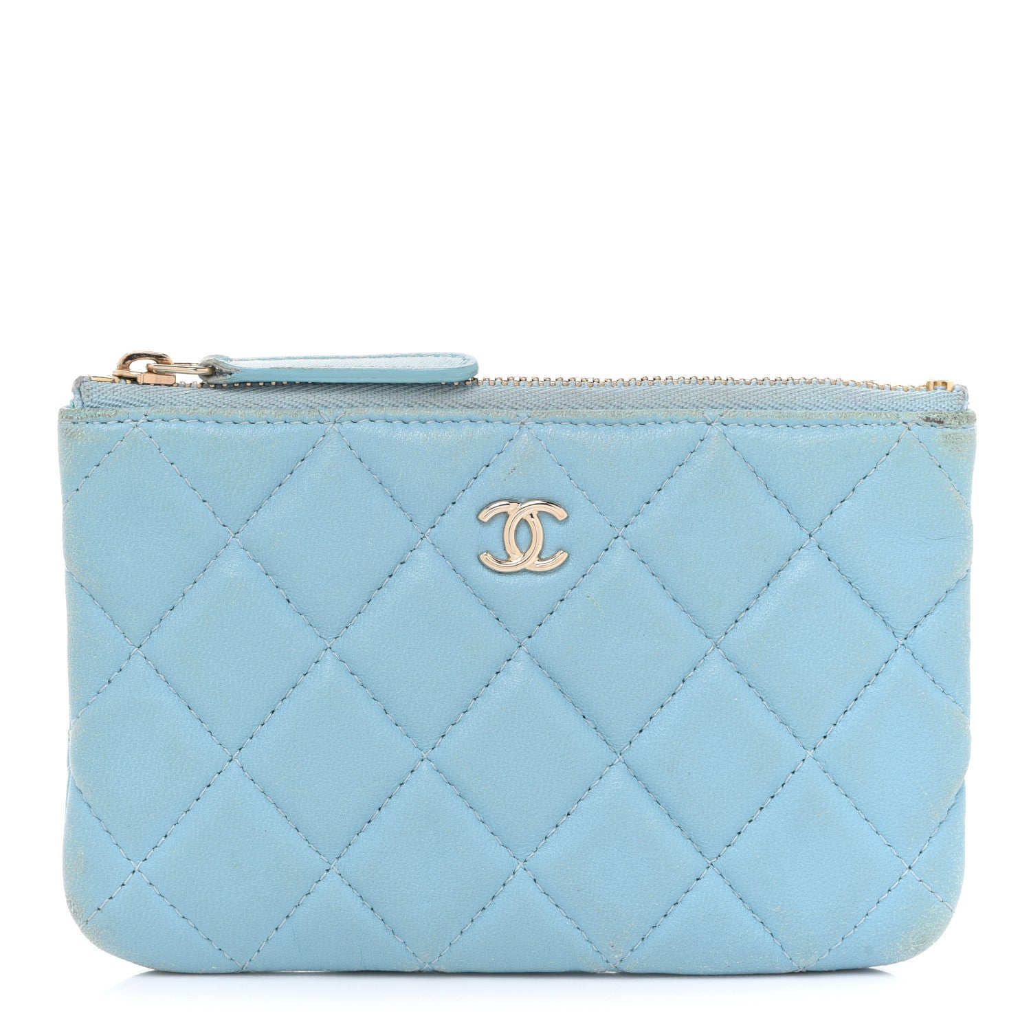 Chanel Lambskin Quilted Small Cosmetic Case Light Blue 1 of 12
