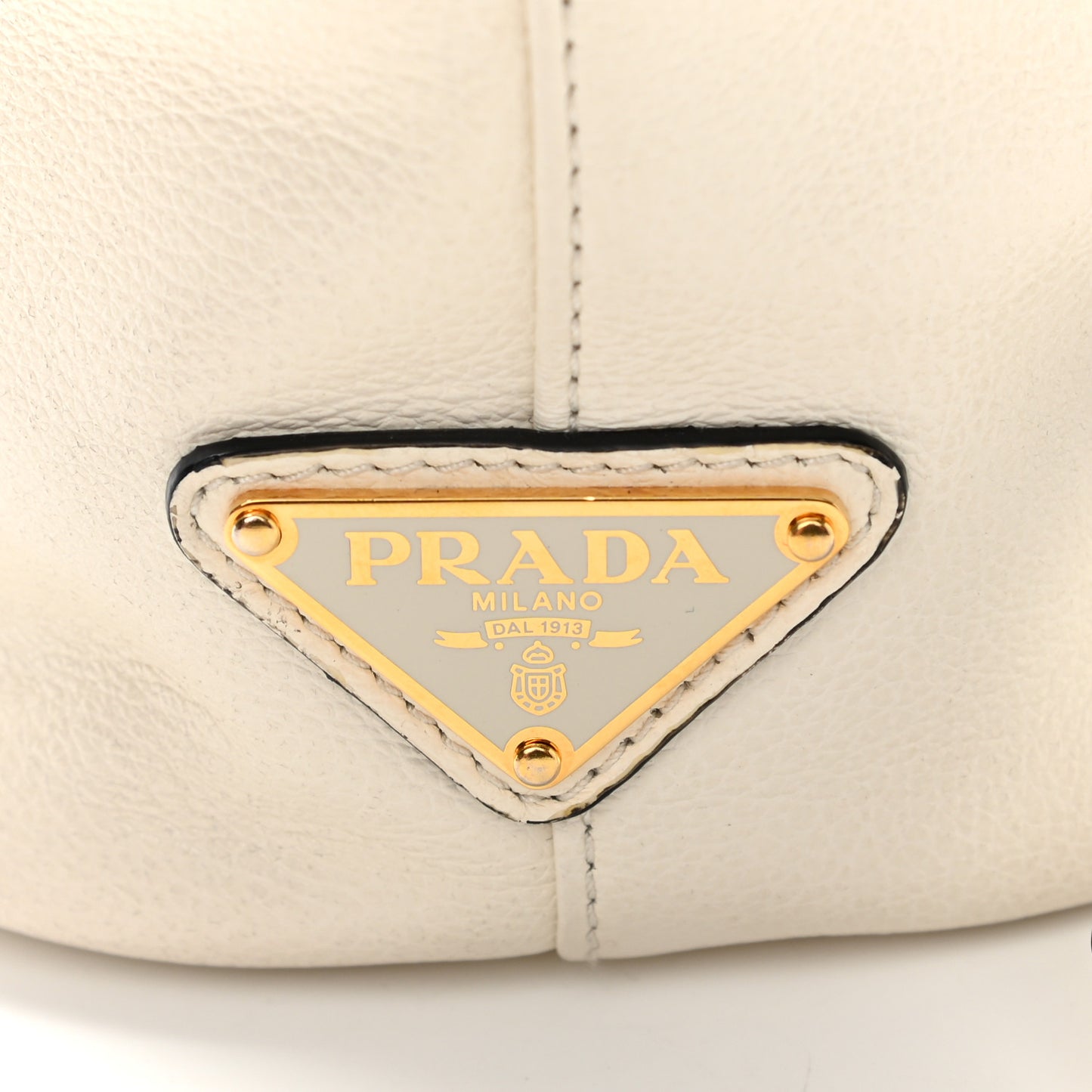 Glace Calfskin Logo Mini Bucket Crossbody Bag White