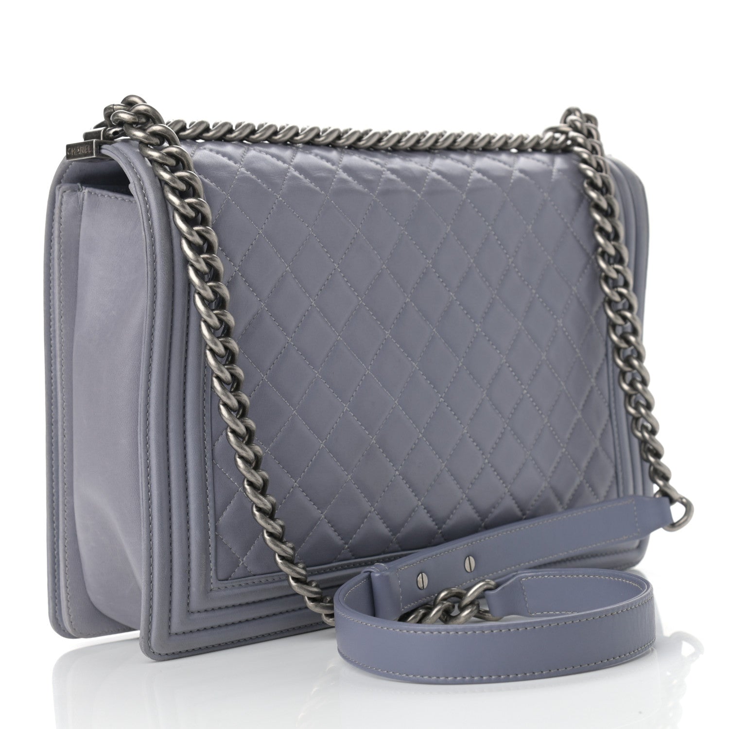 Chanel Lambskin Quilted Large Boy Flap Grey 3 of 15