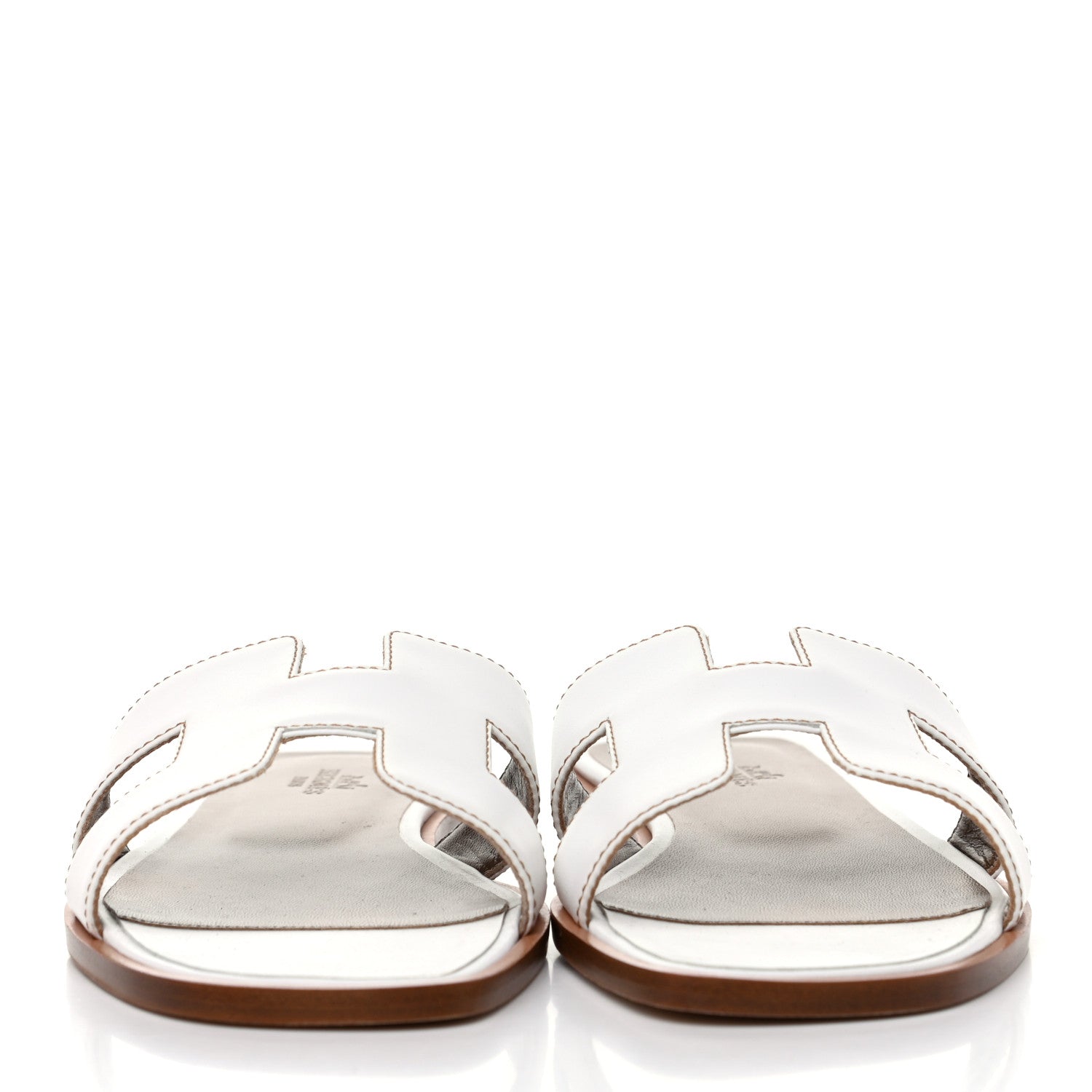 Hermes Box Calfskin Oran Sandals 38 White 2 of 9