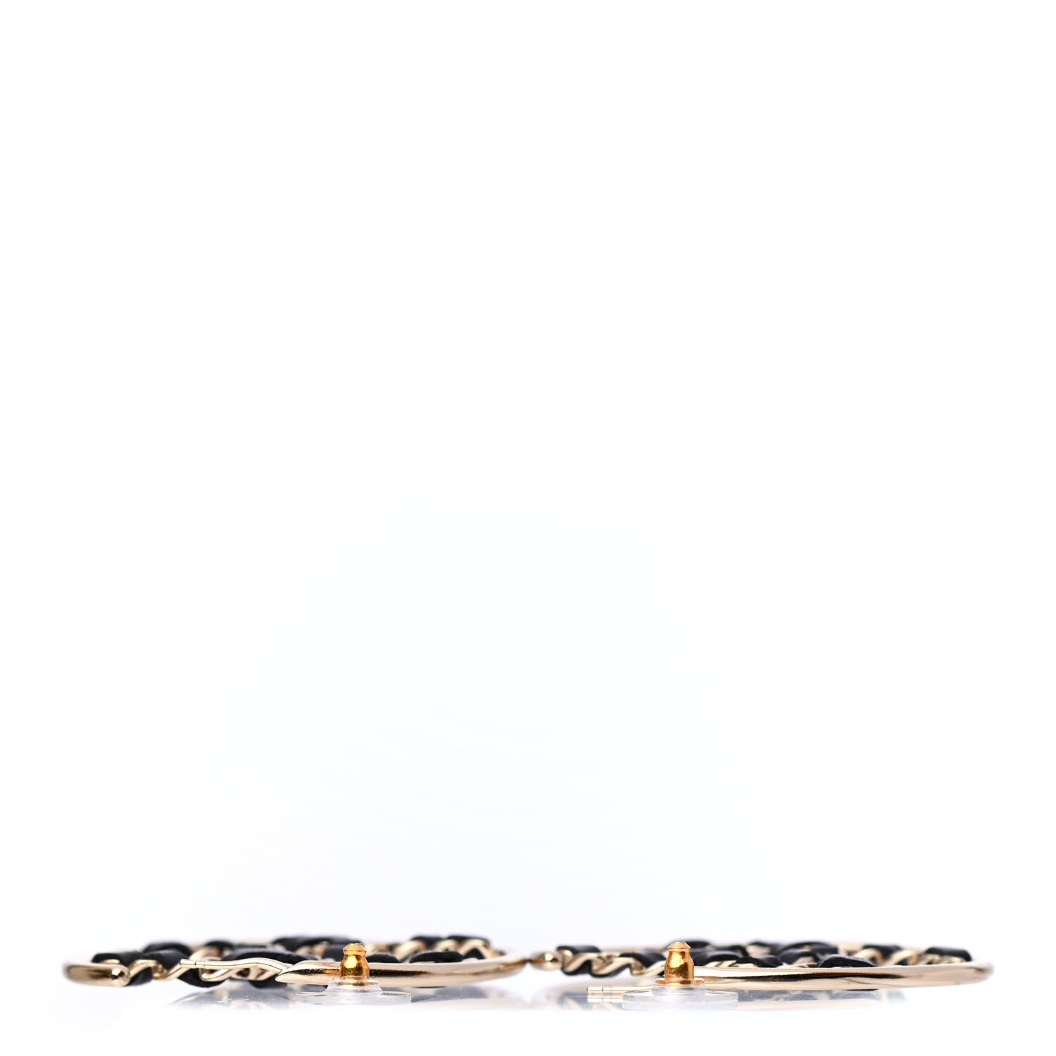Chanel Lambskin CC Chain Hoop Earrings Black Gold 3 of 4