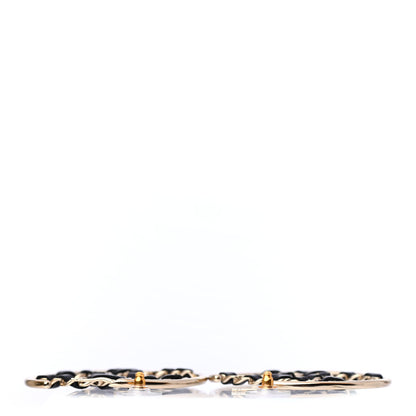 Chanel Lambskin CC Chain Hoop Earrings Black Gold 3 of 4