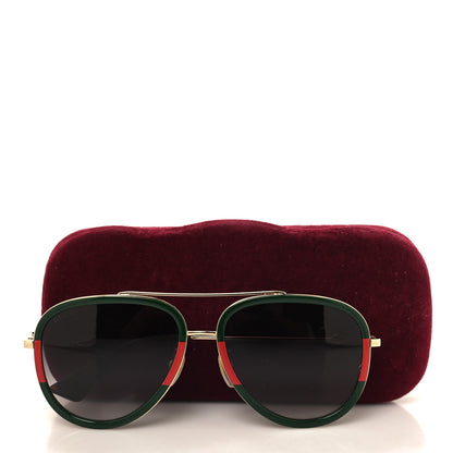 Gucci Web Aviator Sunglasses GG0062S Green Red 8 of 8