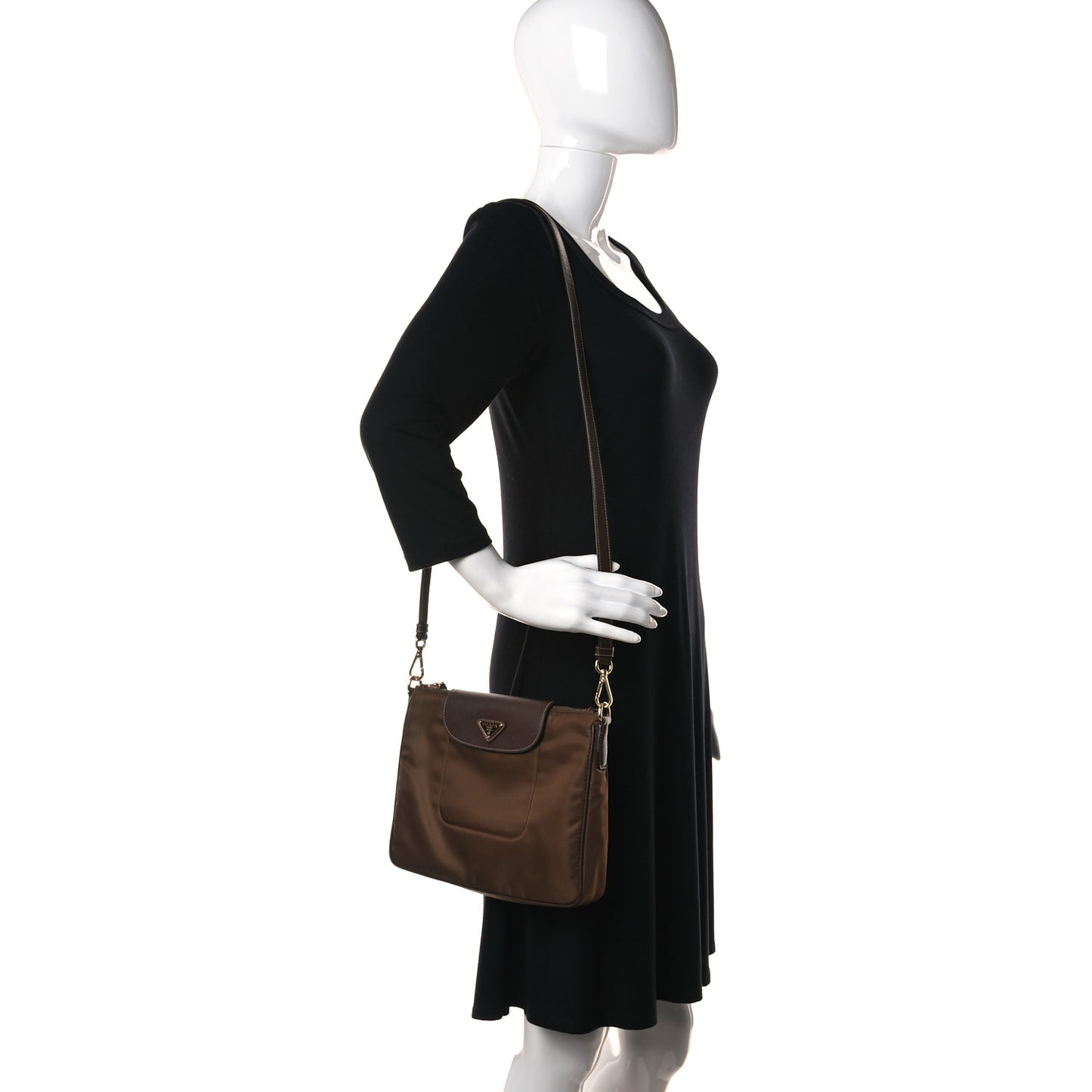 Nylon Vela Saffiano Flat Flap Messenger Bag Corinto